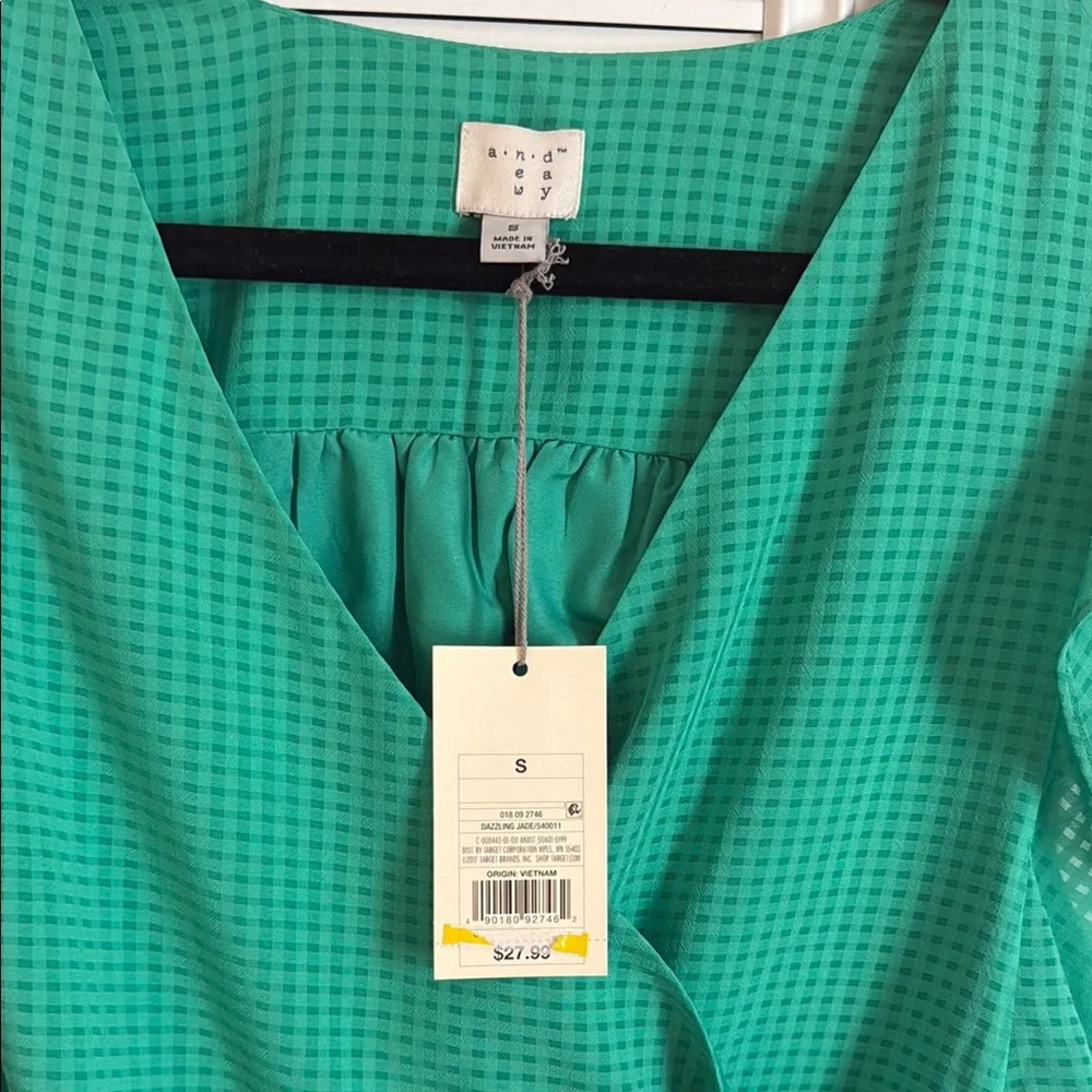 Green Ruffle Wrap Dress - Picture 2 of 4